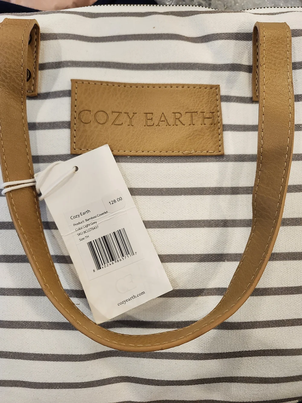 Cozy Earth Bamboo Throw Blanket Light Gray 100% Bamboo w/ Storage Bag